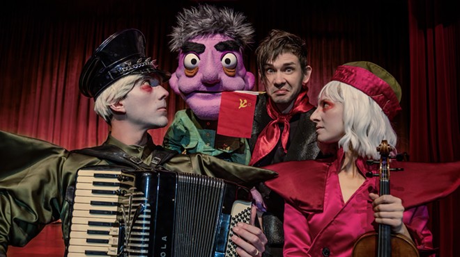 The cast and puppet of The Great Soviet Bucket