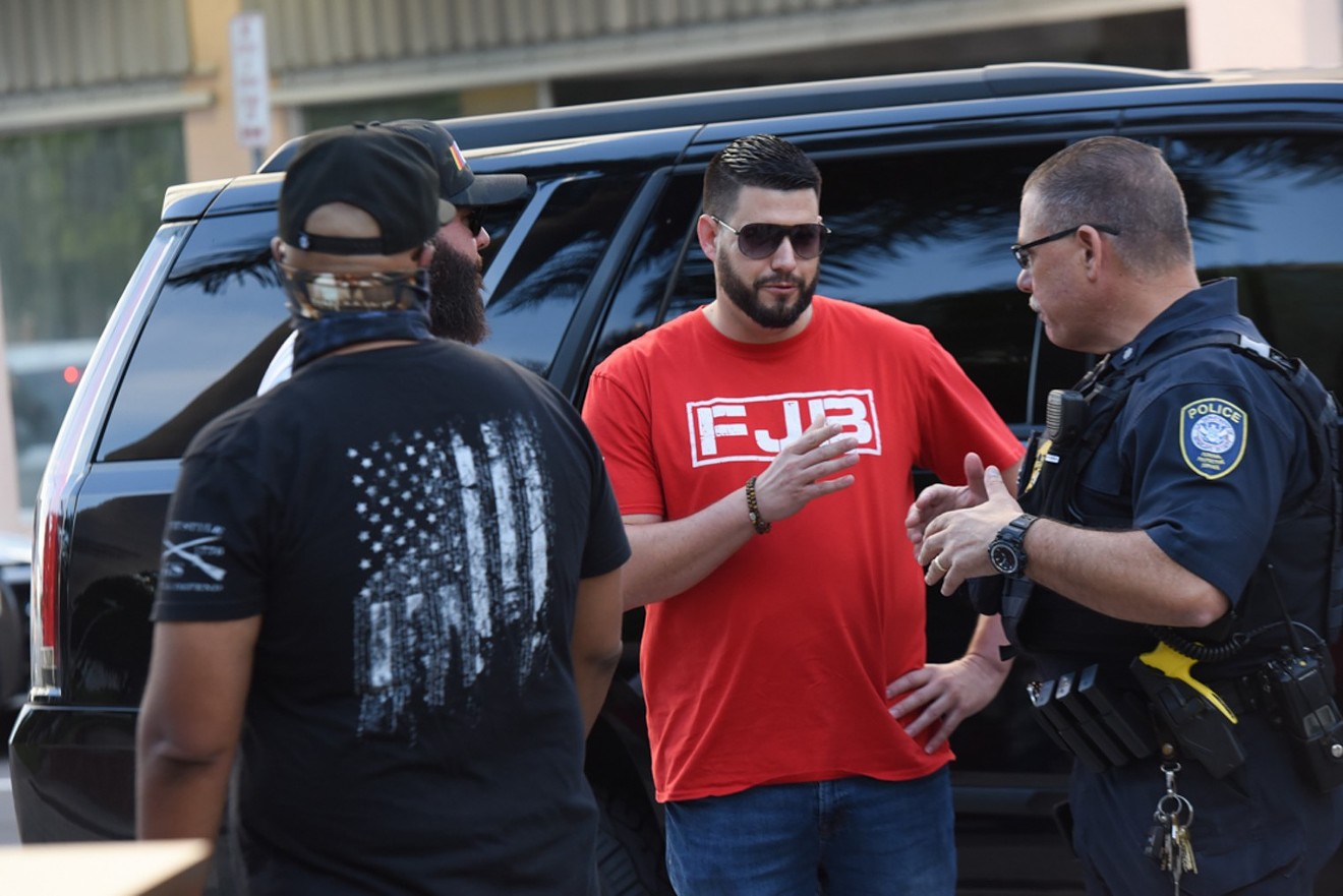 Ex-Proud Boy Gabriel Garcia outside Miami's Federal Detention Center at an event to "commemorate" the first anniversary of the January 6, 2021, Capitol riot